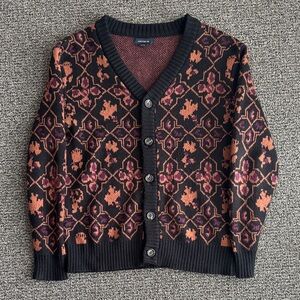 Cotton On Black and Orange Patterned Cardigan
